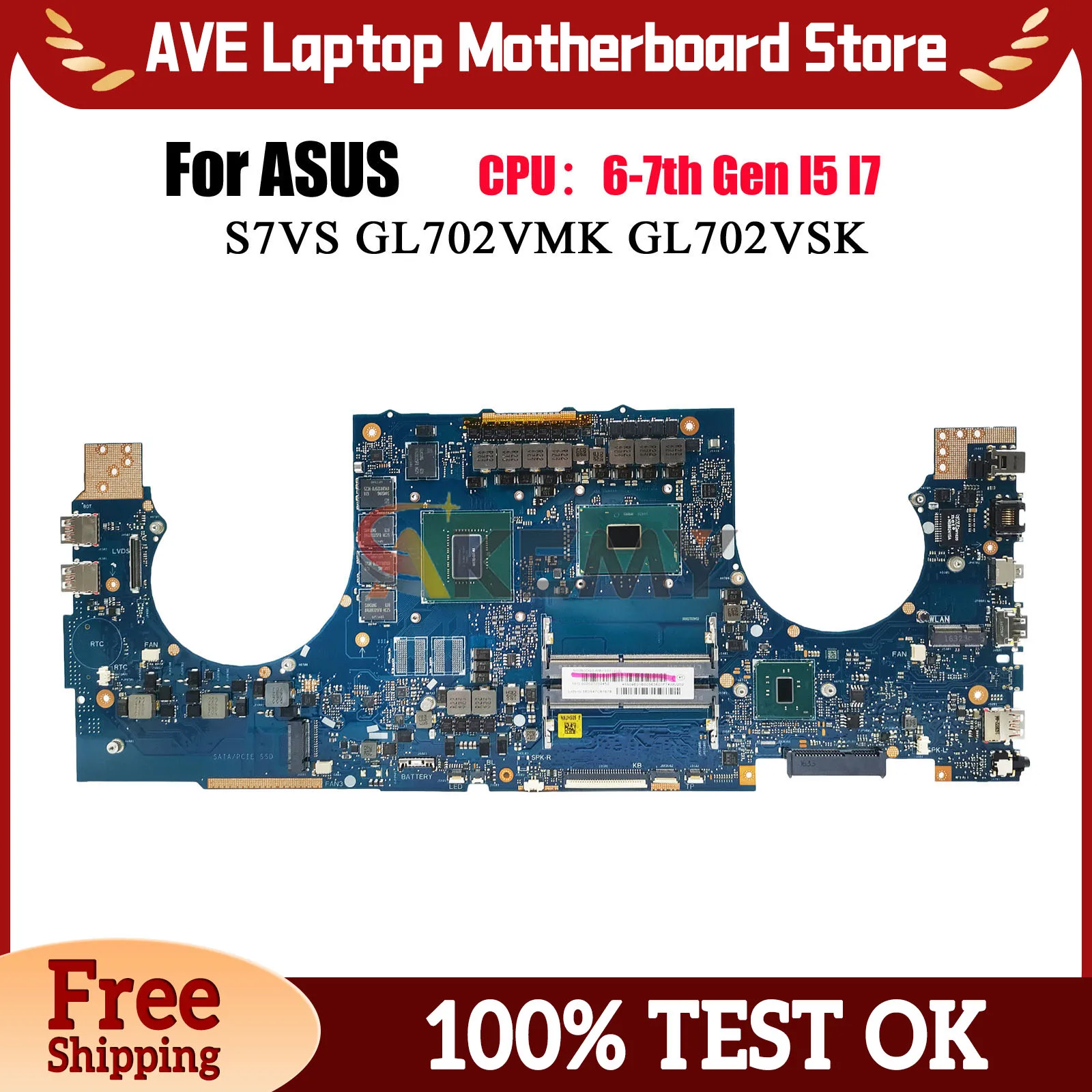 GL702VS Laptop Motherboard For ASUS ROG Strix GL702VMK S7VS GL702VSK GL702VI GL702V Mainboard With I5 I7 CPU 100% tests OK stk
GL702VS Laptop Motherboard For ASUS ROG Strix GL702VMK S7VS GL702VSK GL702VI GL702V Mainboard With I5 I7 CPU 100% tests OK stk