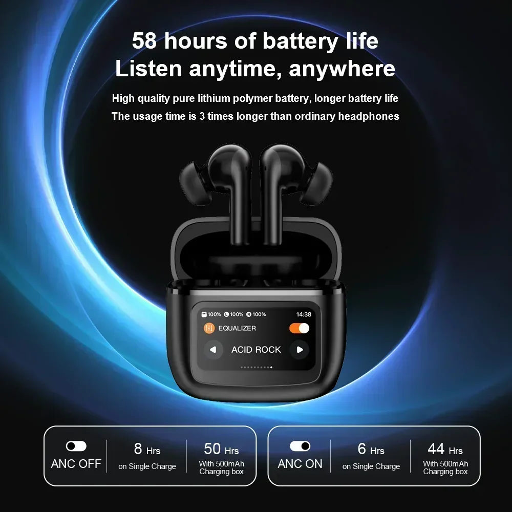 TWS ANC Active Noise Wireless Headphones with LED Touchscreen Cancellation 13 Functions Bluetooth 5.3 Android/iOS Latest Models
TWS ANC Active Noise Wireless Headphones with LED Touchscreen Cancellation 13 Functions Bluetooth 5.3 Android/iOS Latest Models
