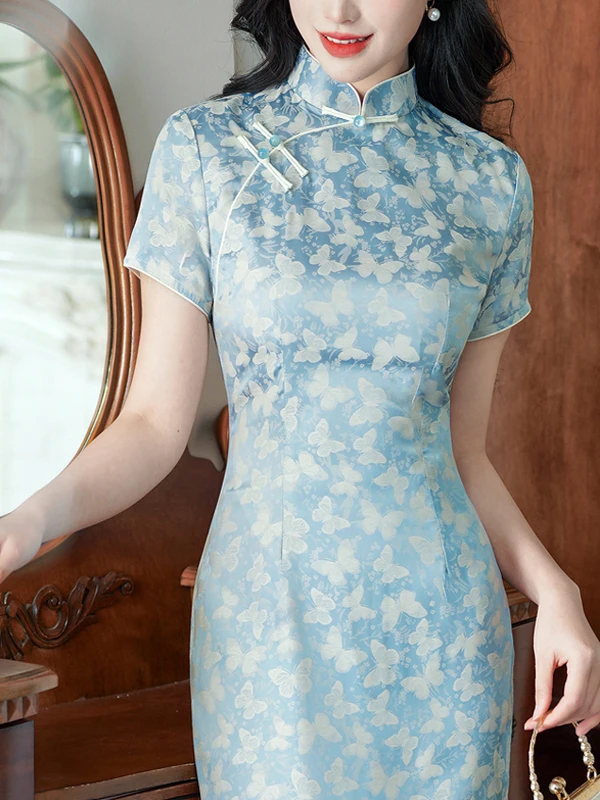 New Chinese Sle Blue Daily Wear Improved Version Retro Design Breathable Long Dr Low Slit ort Sve Flag Robe
New Chinese Sle Blue Daily Wear Improved Version Retro Design Breathable Long Dr Low Slit ort Sve Flag Robe