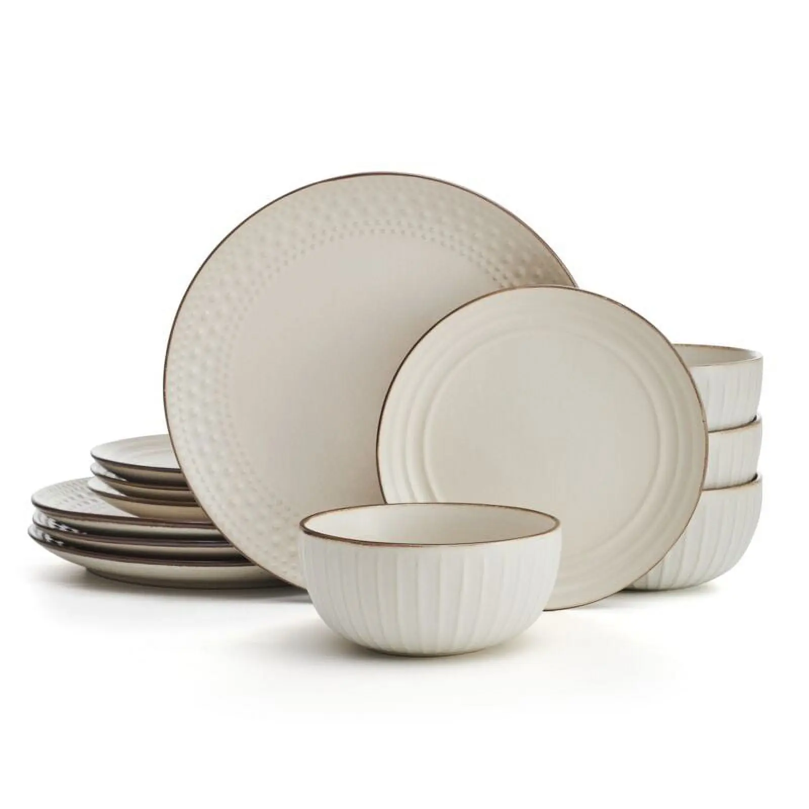 12-Piece Beige Stoneware Dinnerware Set, Rustic Tableware for Home Dining
12-Piece Beige Stoneware Dinnerware Set, Rustic Tableware for Home Dining