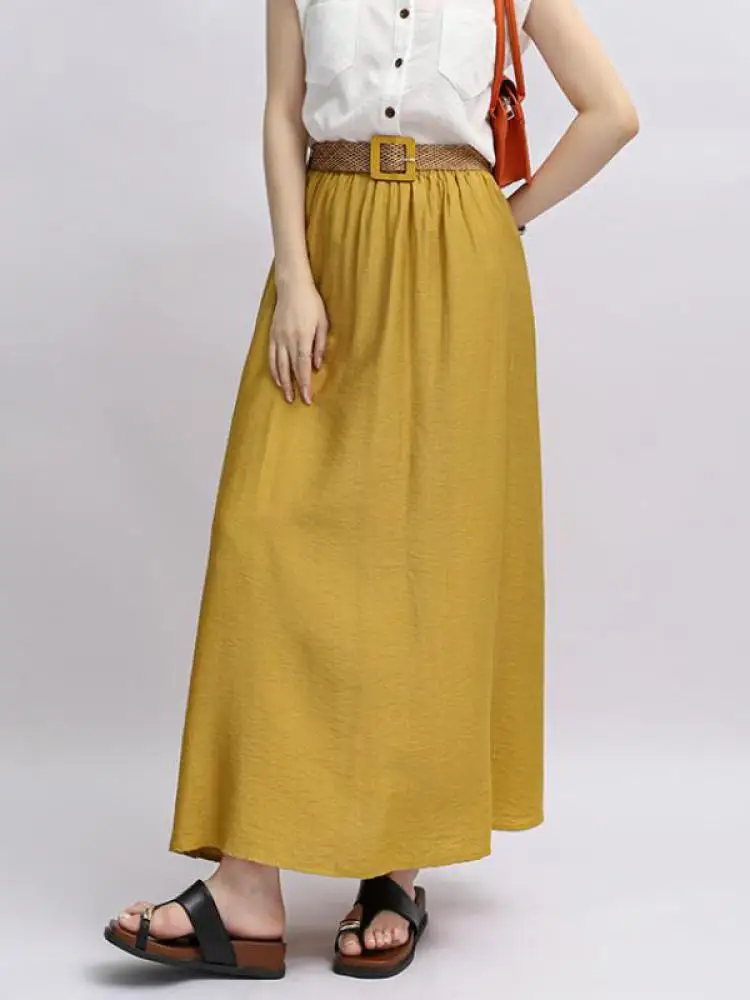 Korean Women's Solid Elegant Holiday A-line Pleated Long Skirt Spring Summer New High Waist Versatile Slim Half Skirt Streetwear 
Korean Women's Solid Elegant Holiday A-line Pleated Long Skirt Spring Summer New High Waist Versatile Slim Half Skirt Streetwear