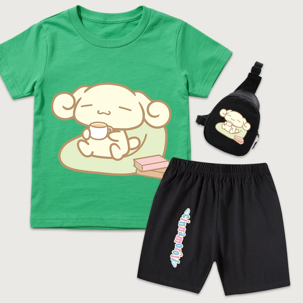 Детская хлопковая футболка с принтом Cinnamoroll Cozy Break, шорты, мини-сумка на грудь, комплект из 3 предметов для мальчиков и девочек, летняя одежда
Детская хлопковая футболка с принтом Cinnamoroll Cozy Break, шорты, мини-сумка на грудь, комплект из 3 предметов для мальчиков и девочек, летняя одежда