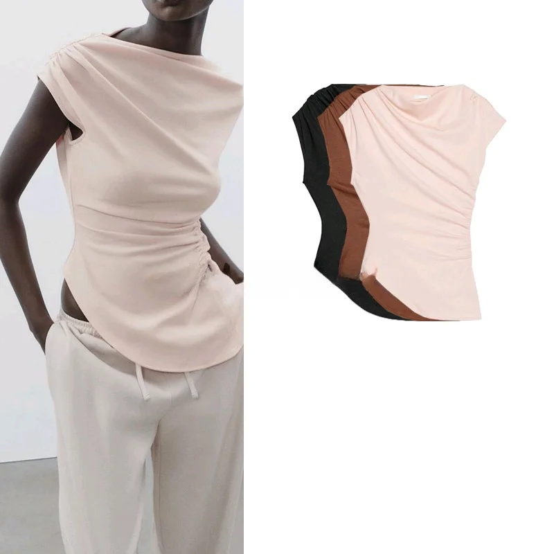 Spring New Women's Sweet Sle T-irt Pleated Asymmetrical Boat Ne Multi-Color Selection Long Sve Polyester Fiber
Spring New Women's Sweet Sle T-irt Pleated Asymmetrical Boat Ne Multi-Color Selection Long Sve Polyester Fiber