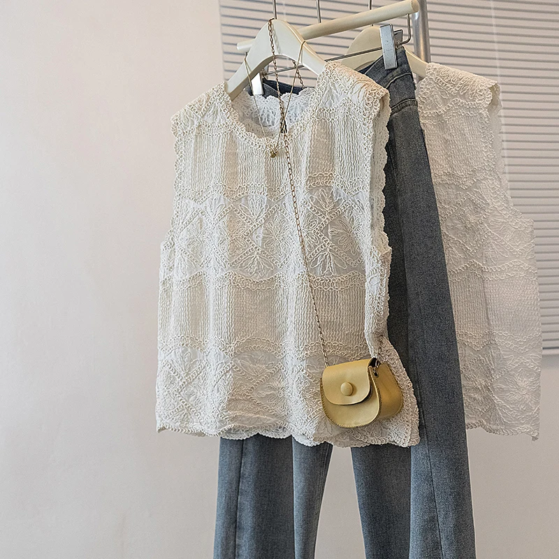 Korean Style round Neck Pleated Texture Sleeveless Vest Women Summer Wave Lace Sleeveless Loose Vacation Loose Layering Trendy
Korean Style round Neck Pleated Texture Sleeveless Vest Women Summer Wave Lace Sleeveless Loose Vacation Loose Layering Trendy