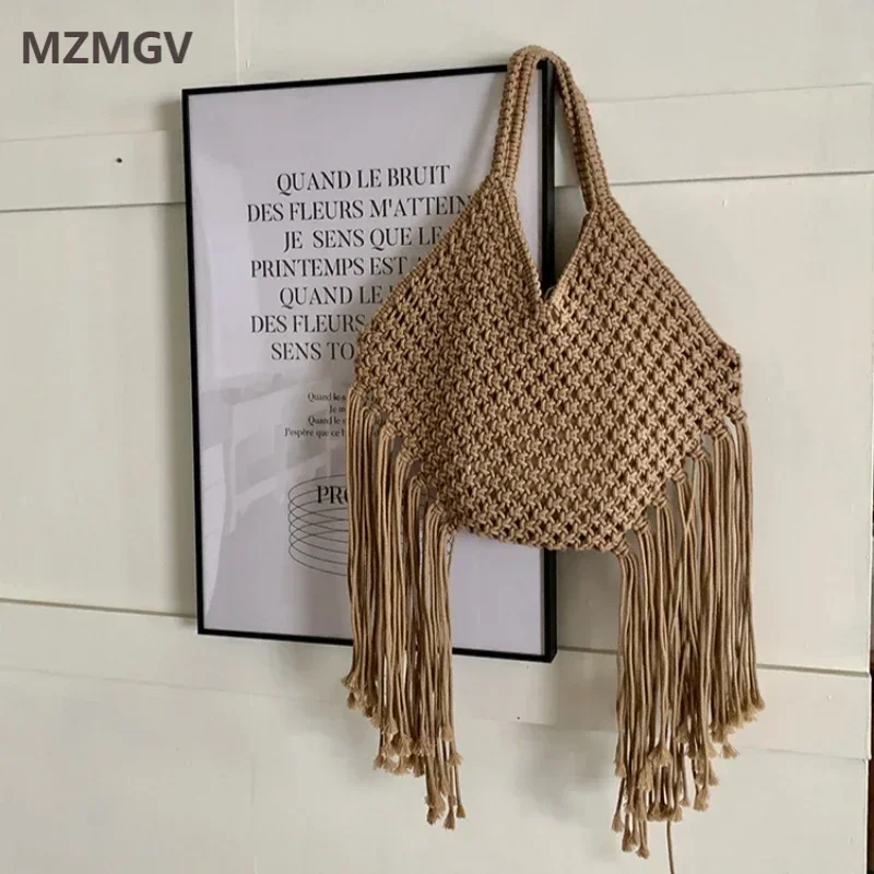 Bohemian Women's Large Capacity Tassel Shoulder Bag Handmade Cotton Woven Knitted Seaside Vacation Beach Tote Summer New Arrival
Bohemian Women's Large Capacity Tassel Shoulder Bag Handmade Cotton Woven Knitted Seaside Vacation Beach Tote Summer New Arrival