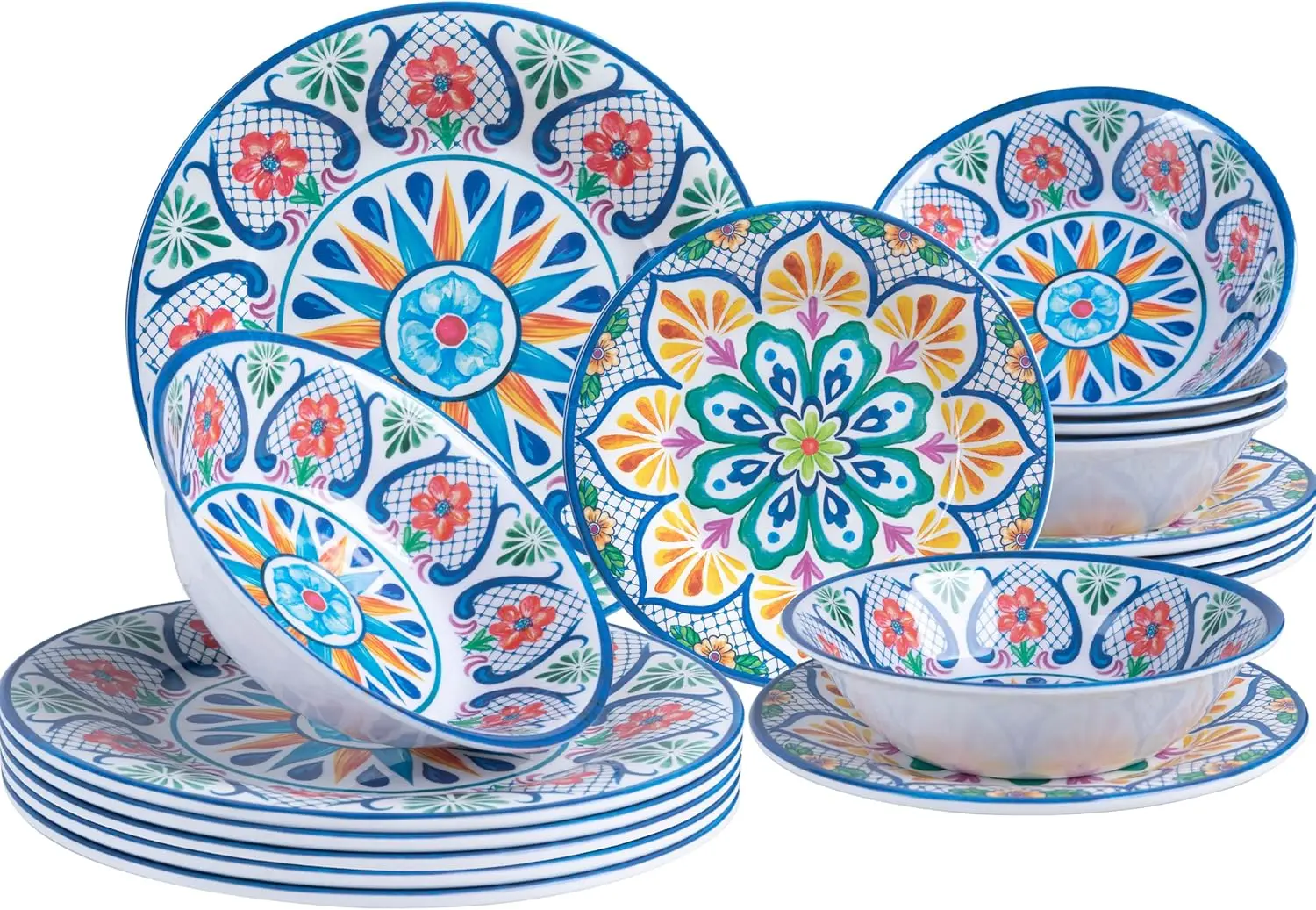 18 Pieces Melamine Dinnerware Sets, Service for 6, Paisley Kitchen Plates and Bowls Set, Unbreakable & Lightweight Dinnerware Se
18 Pieces Melamine Dinnerware Sets, Service for 6, Paisley Kitchen Plates and Bowls Set, Unbreakable & Lightweight Dinnerware Se