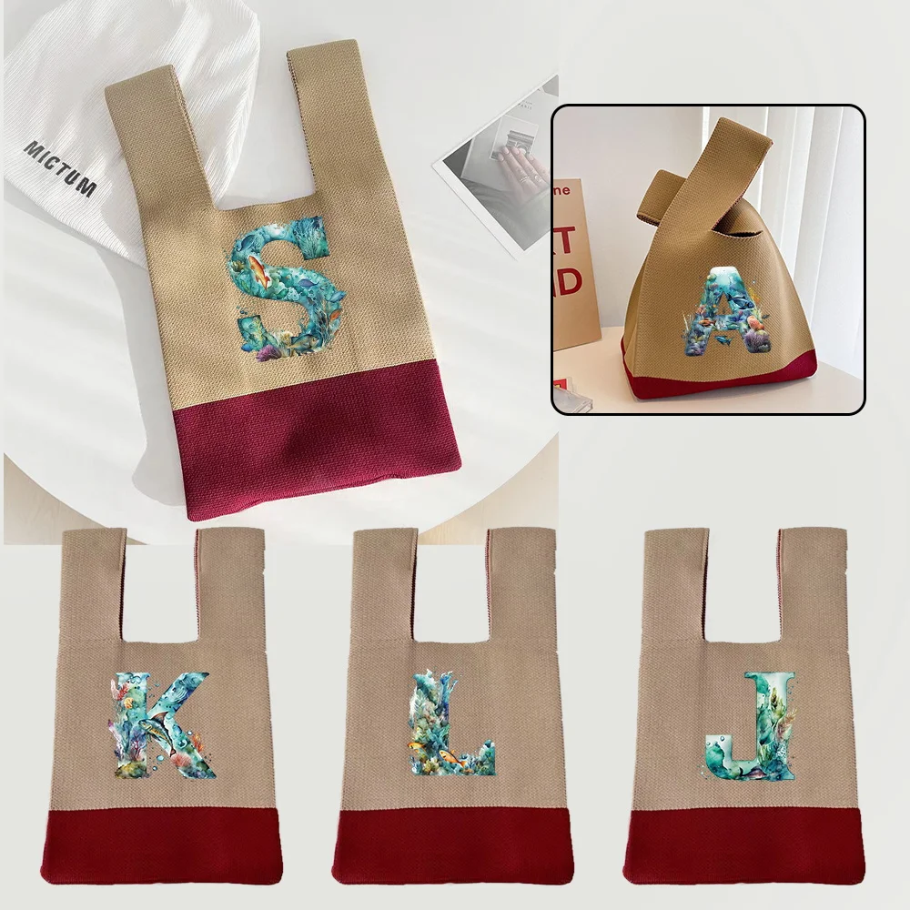 Handmade Knit Handbag Wrist Tote Bag Shopping Knot Wrist Bags Coin Purse Organizer Wallet Autumn Winter Fish Letter Series
Handmade Knit Handbag Wrist Tote Bag Shopping Knot Wrist Bags Coin Purse Organizer Wallet Autumn Winter Fish Letter Series
