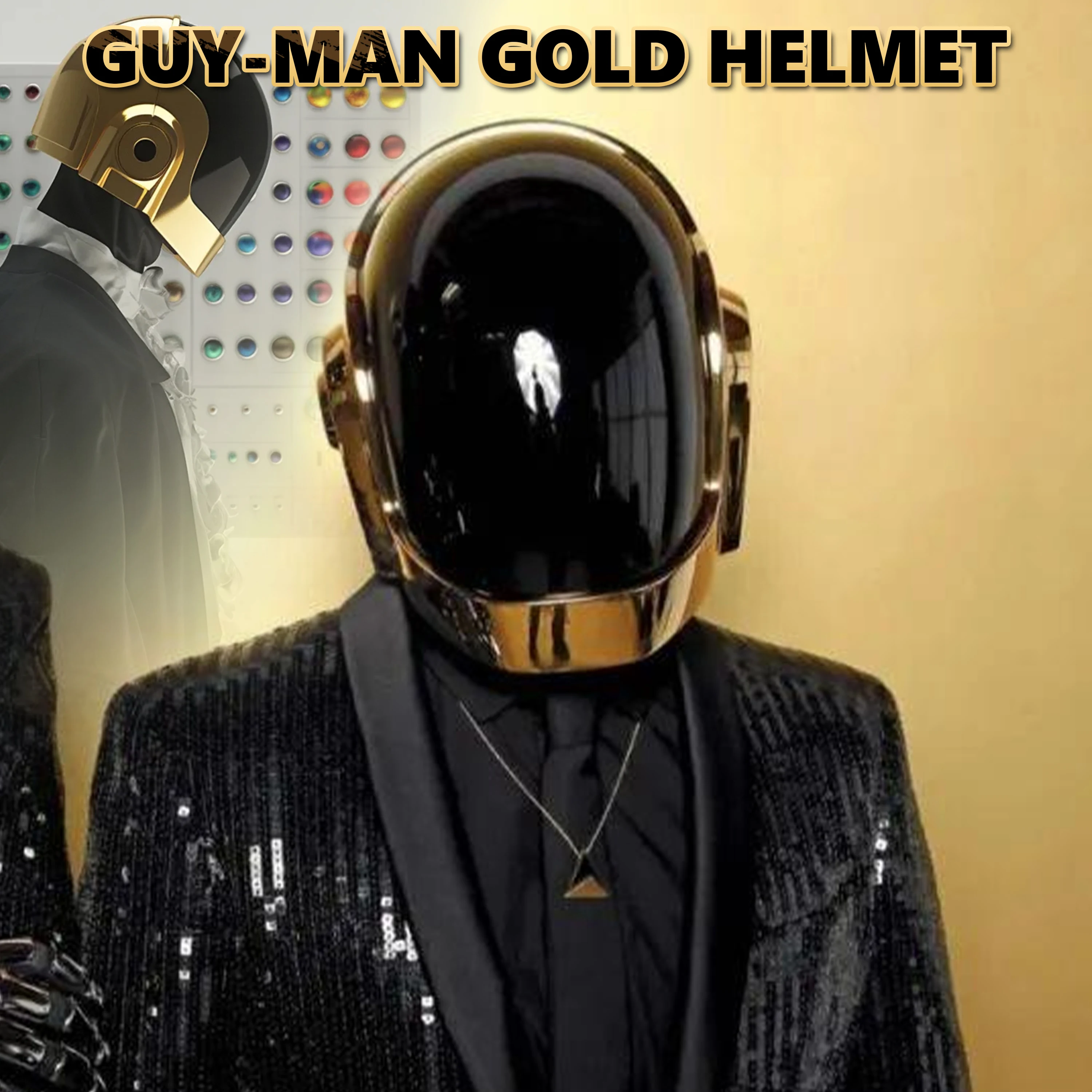 Daft Punk Helmet Gold Black Full Face Cosplay Mask Unisex Adult Size Halloween Music Festival Rave Party Costume Prop
Daft Punk Helmet Gold Black Full Face Cosplay Mask Unisex Adult Size Halloween Music Festival Rave Party Costume Prop