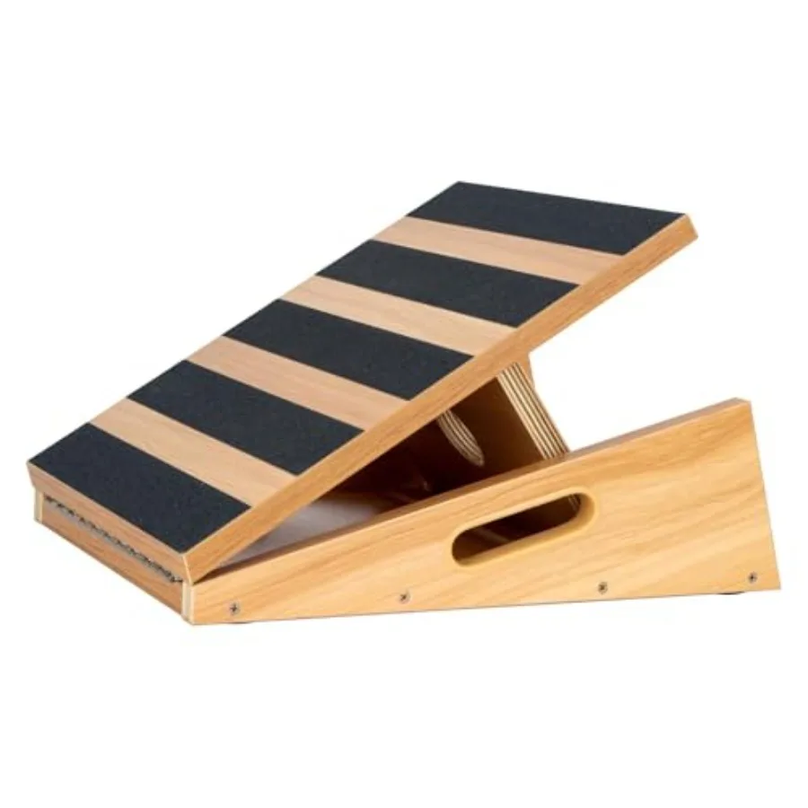 Professional wooden slant board for calf stretching and physical therapy, natural wood finish, adjustable 5-angle incline with
Professional wooden slant board for calf stretching and physical therapy, natural wood finish, adjustable 5-angle incline with