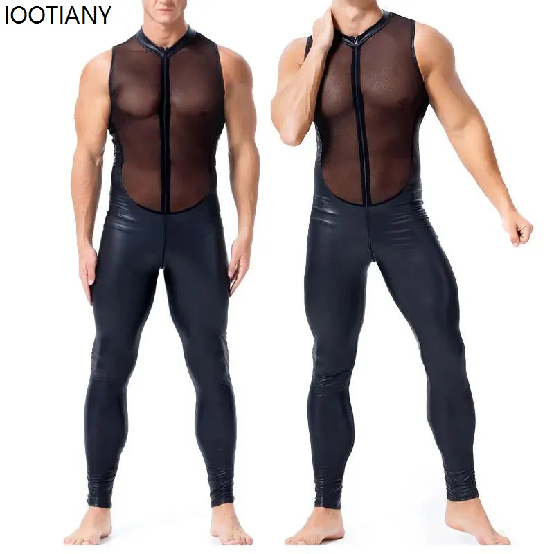 Black Men Bodysuit Faux Leather Zipper Crotch Underwear Tights Nightclub Ds Sexy Bodysuit Adult Men's See-through Costume Tight
Black Men Bodysuit Faux Leather Zipper Crotch Underwear Tights Nightclub Ds Sexy Bodysuit Adult Men's See-through Costume Tight