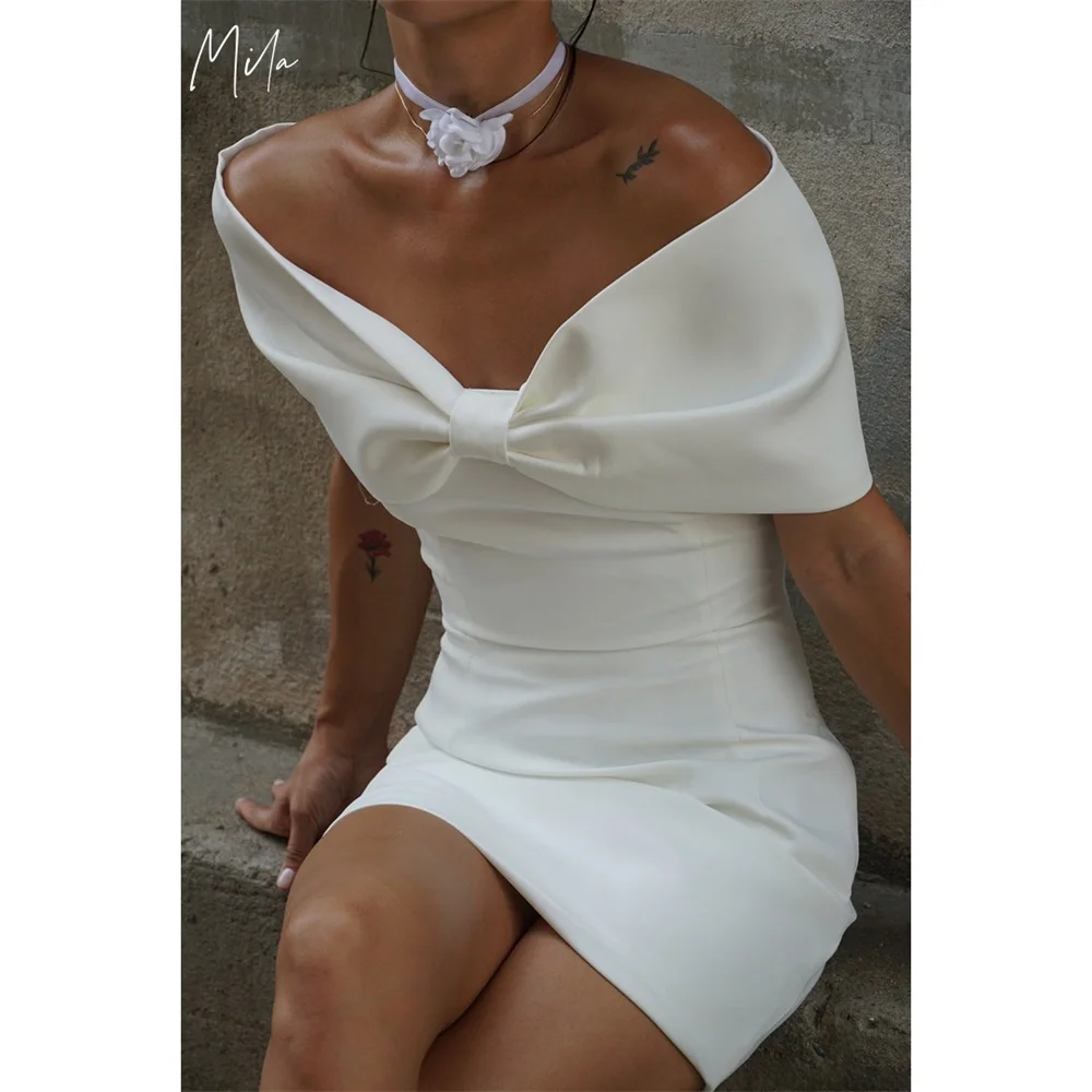 Mila Off Shoulder Customized White Evening Dresses Short Sleeve Satin Prom Dress 2025 Elegant Mini Wedding Party Formal Gowns
Mila Off Shoulder Customized White Evening Dresses Short Sleeve Satin Prom Dress 2025 Elegant Mini Wedding Party Formal Gowns