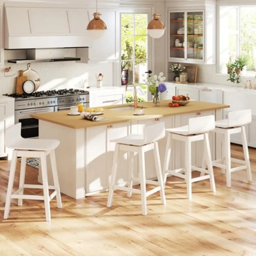 Swivel Bar Stools Set of 4, 24.5" Counter Height Wooden Bar Chairs w/Rubber Wood Legs, Low Back, Footrest, Farmhouse Armless Ba
Swivel Bar Stools Set of 4, 24.5" Counter Height Wooden Bar Chairs w/Rubber Wood Legs, Low Back, Footrest, Farmhouse Armless Ba