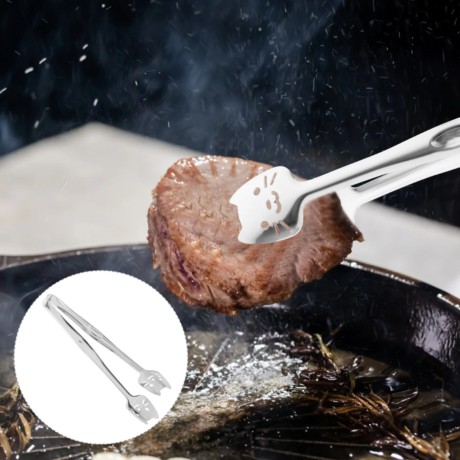 Cat Face Stainless Steel Tongs Compact Anti-Slip Design for Grilling Baking Serving Bread Cake Salad Buffet Camping Picnic
Cat Face Stainless Steel Tongs Compact Anti-Slip Design for Grilling Baking Serving Bread Cake Salad Buffet Camping Picnic