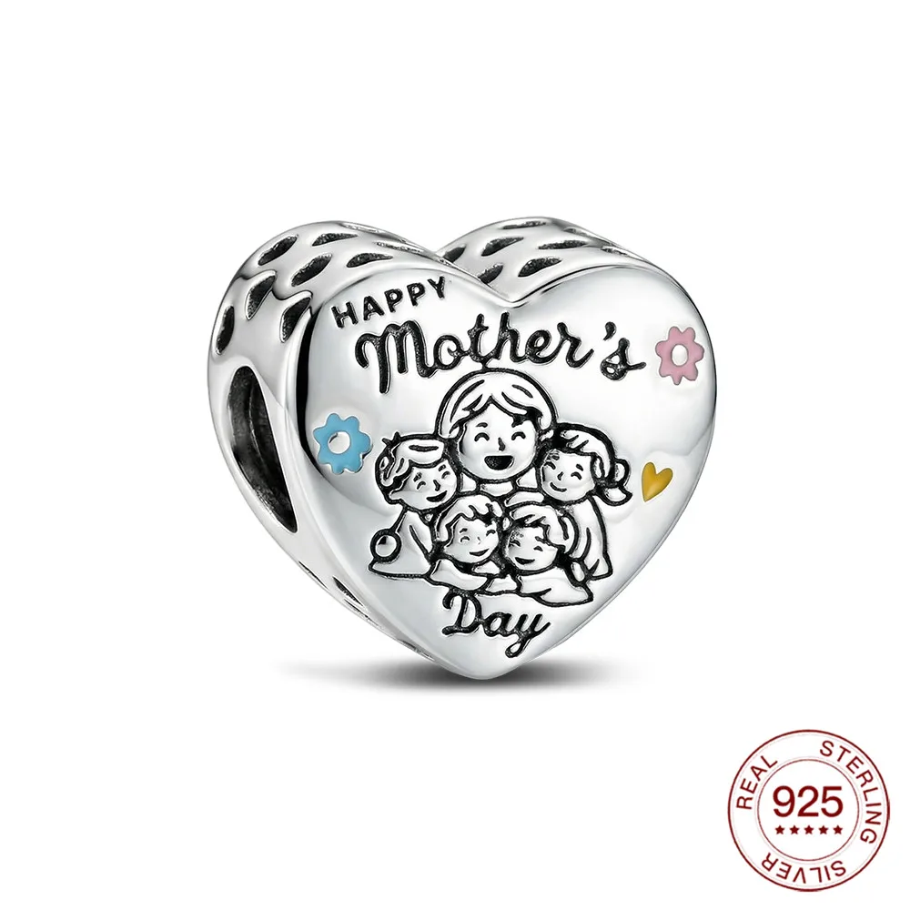 925 Sterling Silver Happy Mother's Day Heart Charm Family Portrait Bead Fit Original Charm Bracelets Mom Jewelry Gifts For Women
925 Sterling Silver Happy Mother's Day Heart Charm Family Portrait Bead Fit Original Charm Bracelets Mom Jewelry Gifts For Women