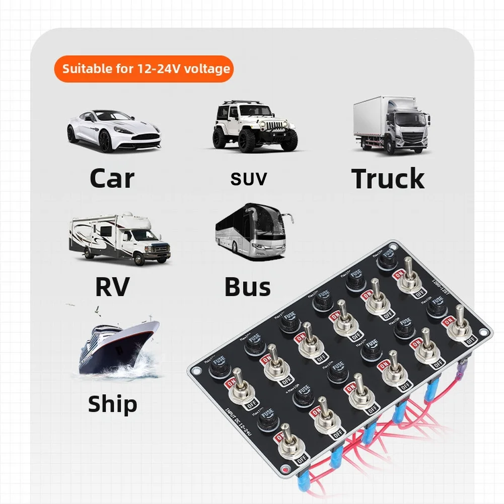 12 Position Rocker Switch Panel for Motorhomes RVs Boats Trucks 12V 24V Aluminum Housing with Individual 10A Circuit Protection
12 Position Rocker Switch Panel for Motorhomes RVs Boats Trucks 12V 24V Aluminum Housing with Individual 10A Circuit Protection