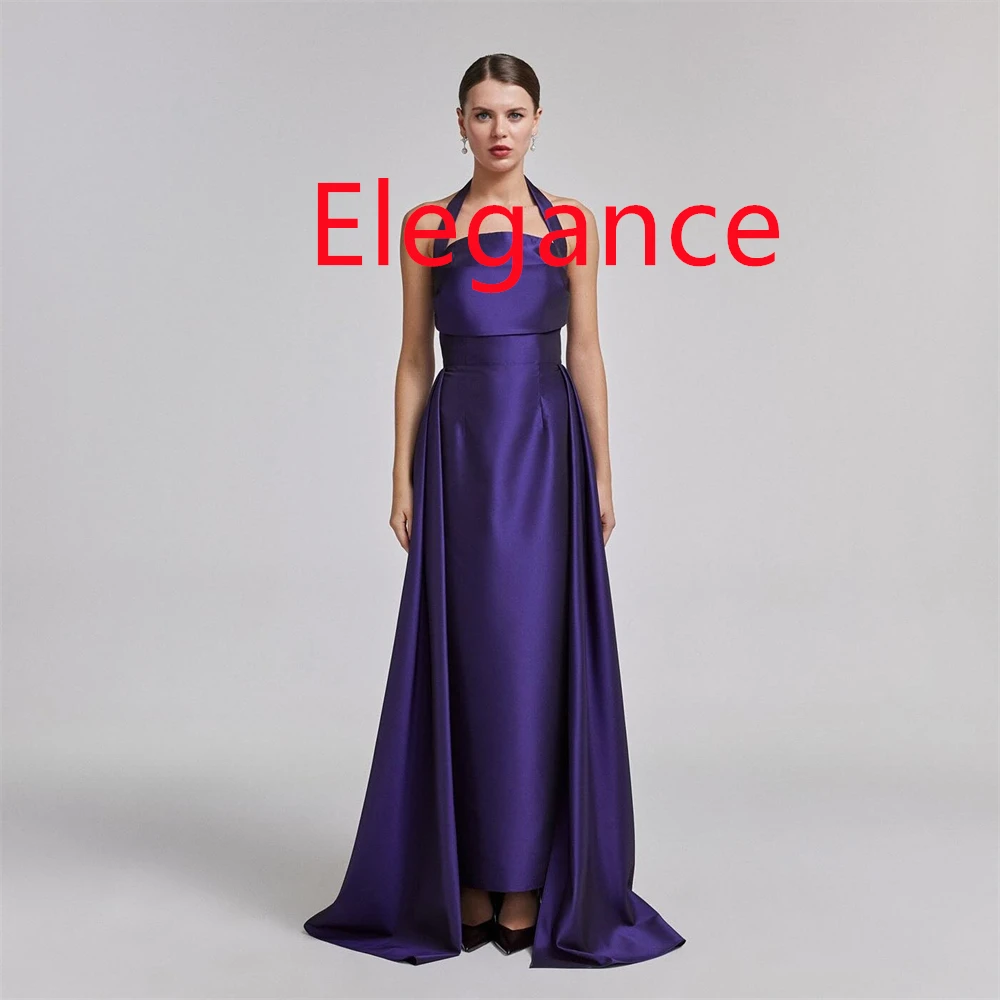 Customized Temperament Purple Satin Evening Dress Exquisite Halter Sleeveless Zipper Back Sweep Train Special Occasion Gowns
Customized Temperament Purple Satin Evening Dress Exquisite Halter Sleeveless Zipper Back Sweep Train Special Occasion Gowns