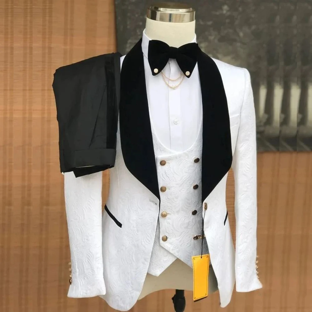 High Quality Men's Suits Fashion Jacquard One-Button Shawl Lapel Slim Fit 3 Piece Jacket Pants Vest for Wedding Costume Homme
High Quality Men's Suits Fashion Jacquard One-Button Shawl Lapel Slim Fit 3 Piece Jacket Pants Vest for Wedding Costume Homme