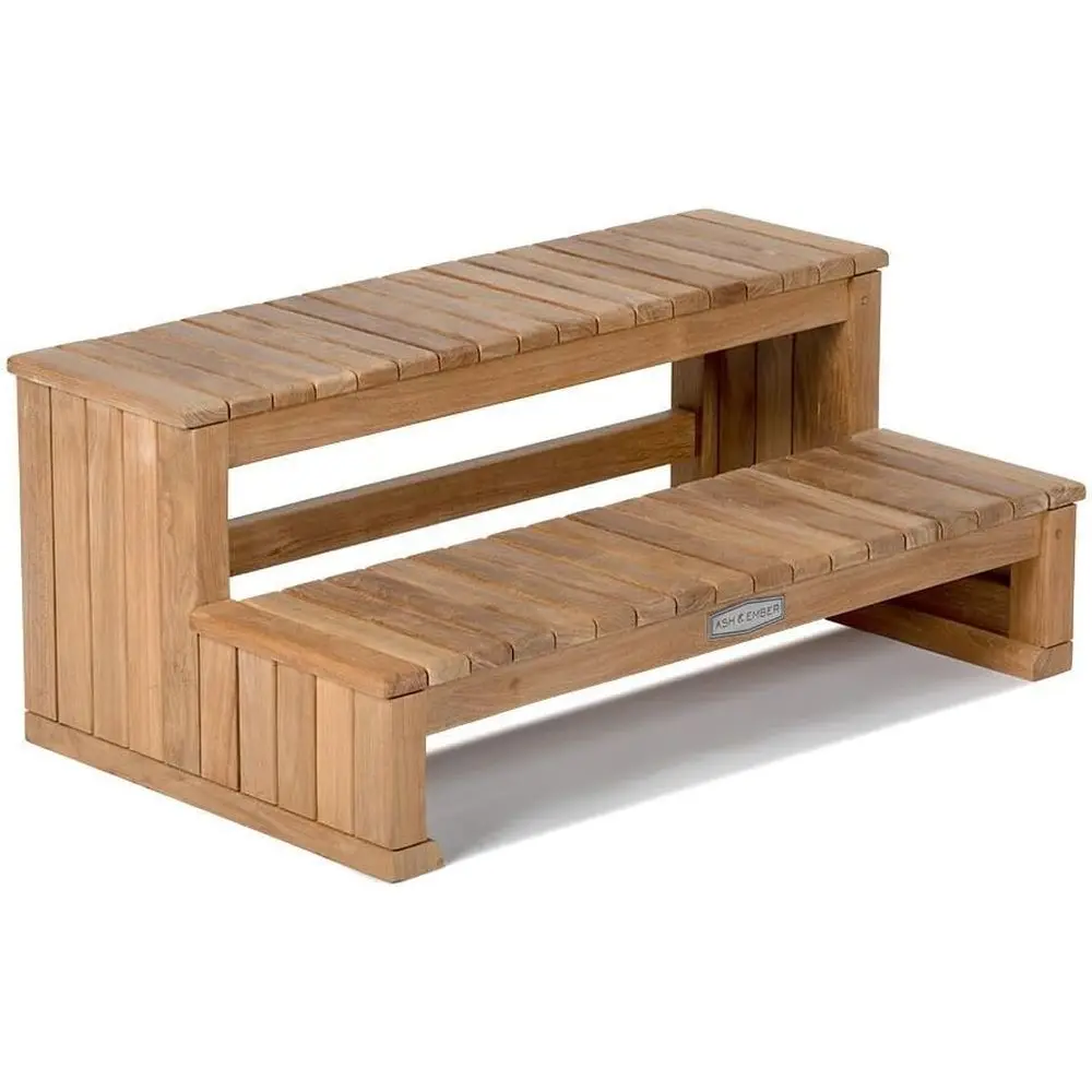 Two-Tier Teak Spa Steps for All-Weather Hot Tub, Shower, and Steam Room Use
Two-Tier Teak Spa Steps for All-Weather Hot Tub, Shower, and Steam Room Use