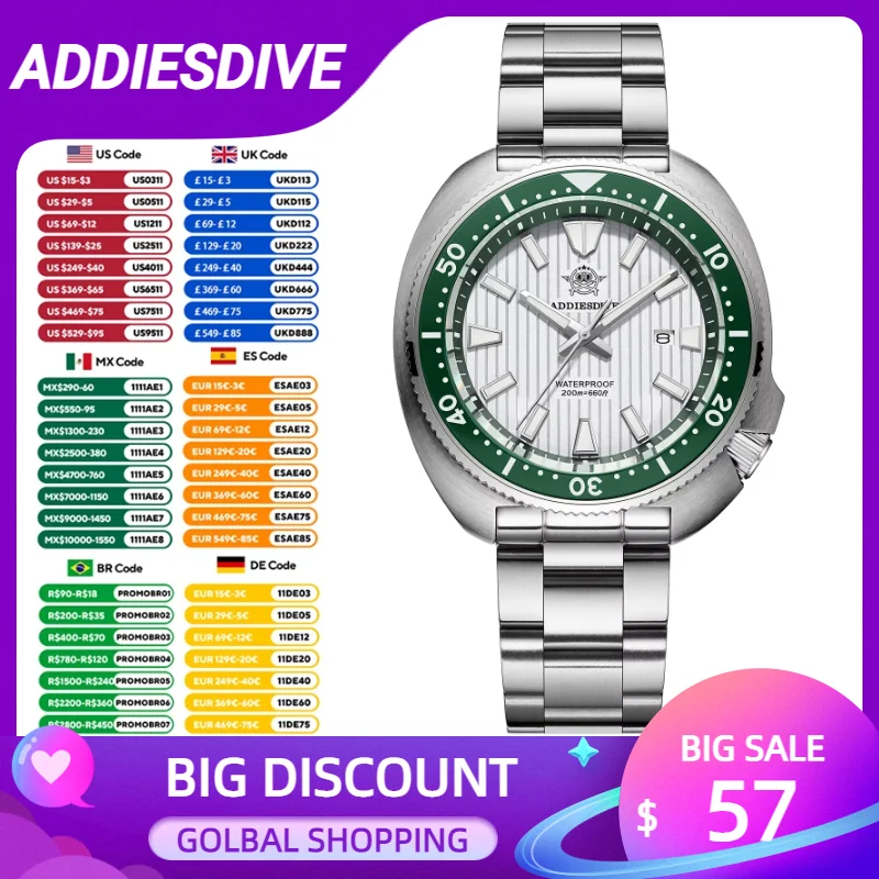 ADDIESDIVE New Luxury Mens Watch Sapphire Waterproof Date Stainless Steel Quartz Watches For Men Stainless Steel Dive Male Reloj
ADDIESDIVE New Luxury Mens Watch Sapphire Waterproof Date Stainless Steel Quartz Watches For Men Stainless Steel Dive Male Reloj