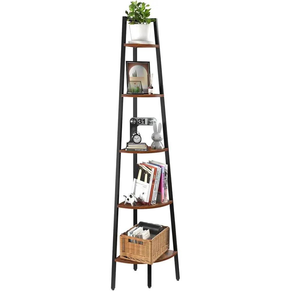 5-Tier Bookshelf with Metal Frame & Wood Ladder Shelves - Display Shelf & Tall Bookcase, Plant Stand or Home Decor - Bedroom, Li
5-Tier Bookshelf with Metal Frame & Wood Ladder Shelves - Display Shelf & Tall Bookcase, Plant Stand or Home Decor - Bedroom, Li