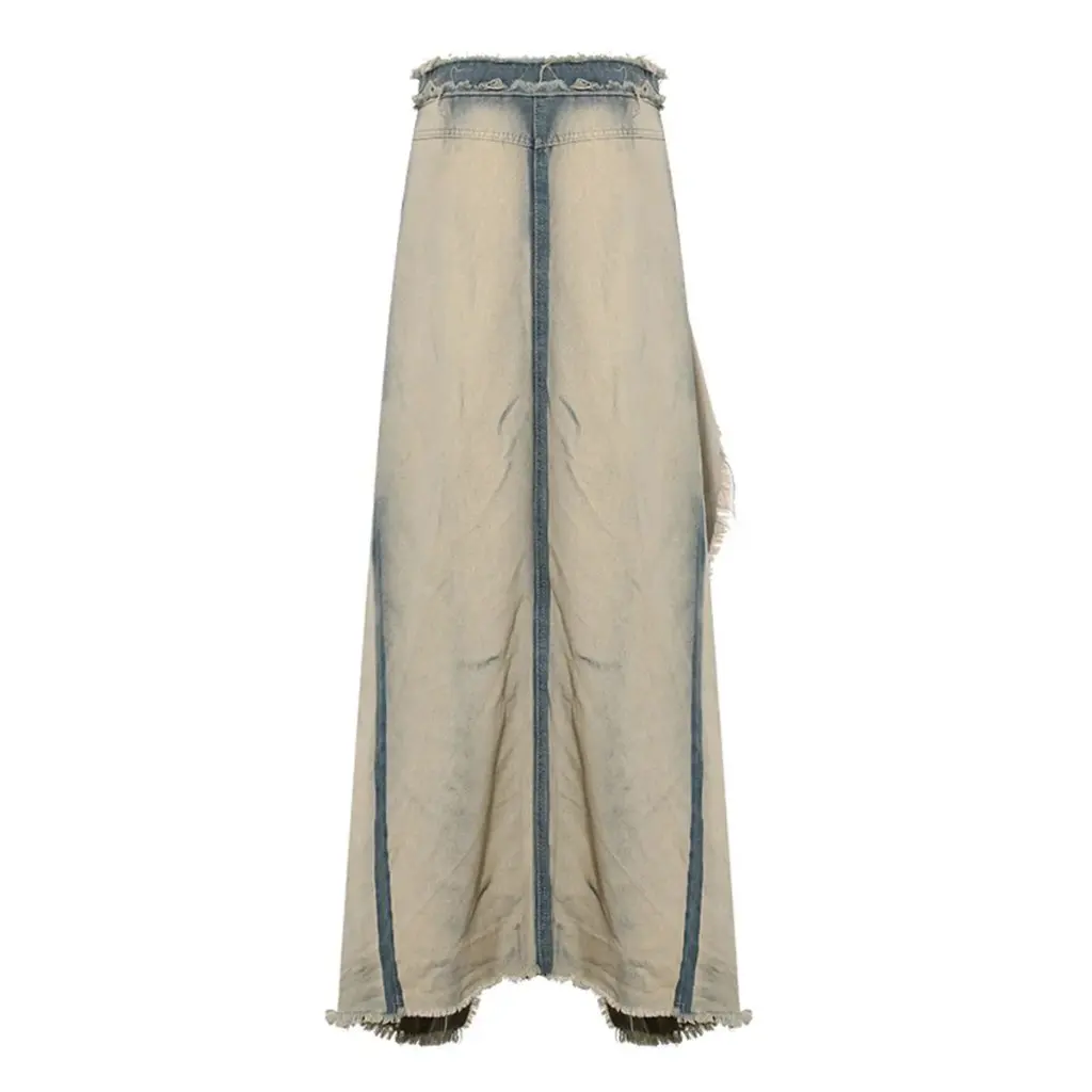 Wasteland Style Gradient Denim Skirt Old Fur Edge Fake Two-Piece Design Spring Summer New Long Skirt for Women
Wasteland Style Gradient Denim Skirt Old Fur Edge Fake Two-Piece Design Spring Summer New Long Skirt for Women