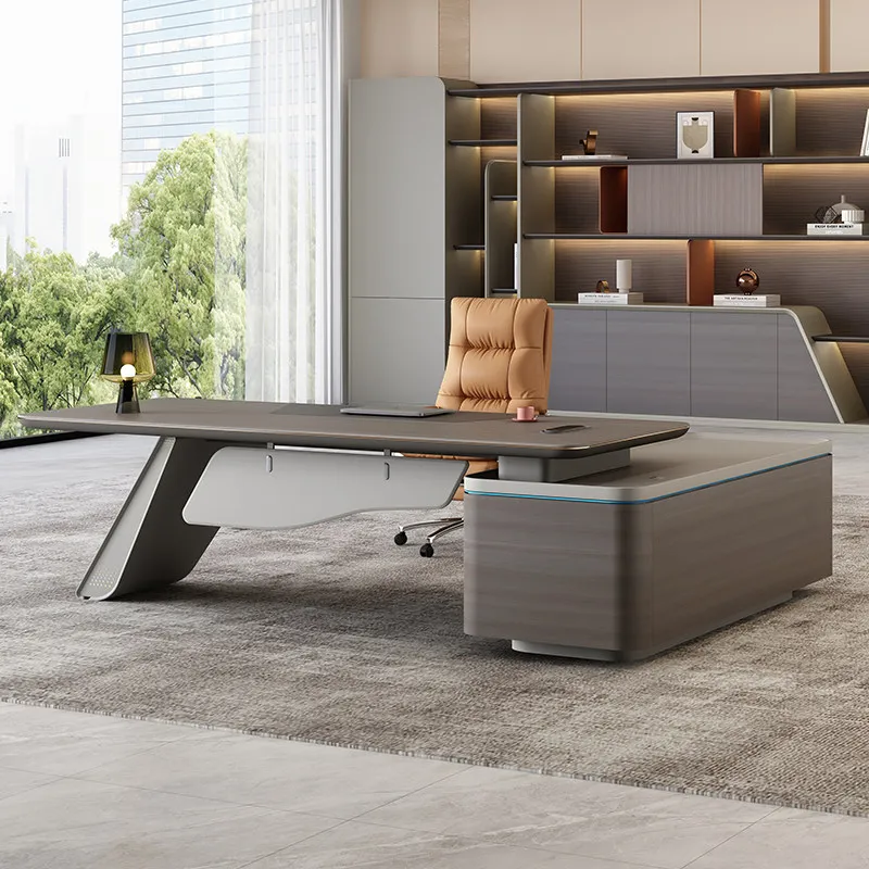 LMM high-end desk light luxury senior sense President's office office desk and chair combination
LMM high-end desk light luxury senior sense President's office office desk and chair combination