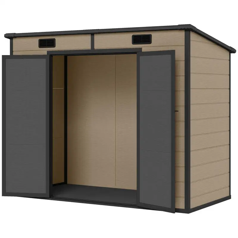 Outsunny 8' x 4' Plastic Outdoor Storage Shed with Floor, Window, Lockable Doors and Vents for Backyard Patio Lawn, Light Brown
Outsunny 8' x 4' Plastic Outdoor Storage Shed with Floor, Window, Lockable Doors and Vents for Backyard Patio Lawn, Light Brown