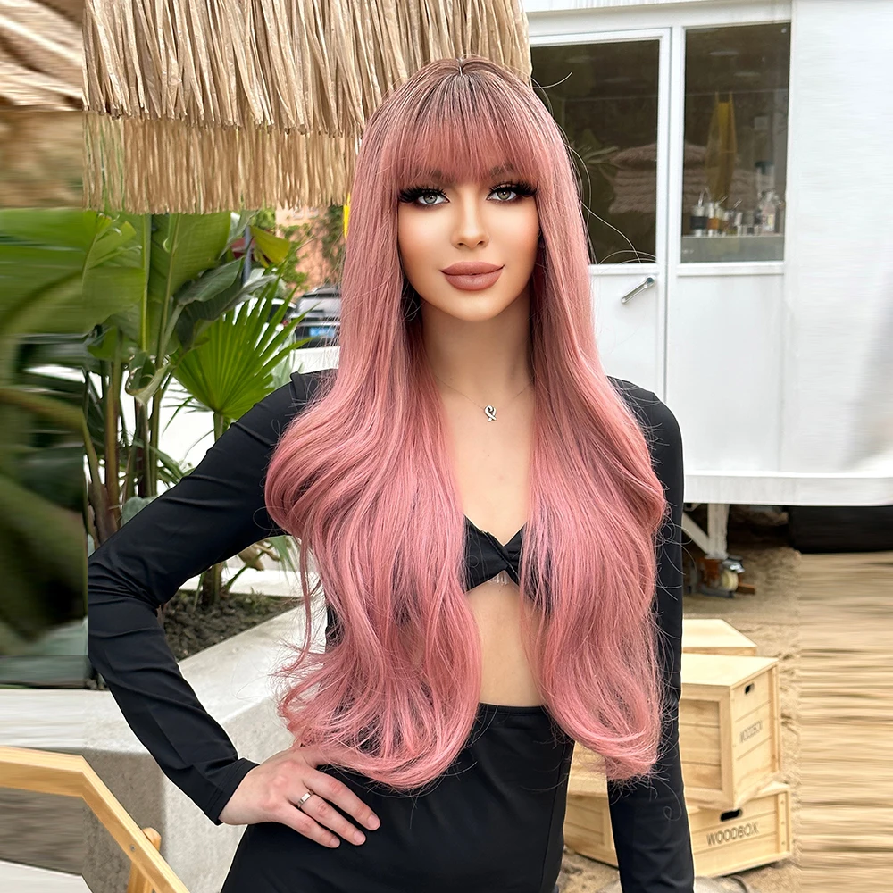 JOVIA Black dyed pink long curly hair wig with bangs Suitable for everyday wear by women Cosplay maintains a natural appearance
JOVIA Black dyed pink long curly hair wig with bangs Suitable for everyday wear by women Cosplay maintains a natural appearance