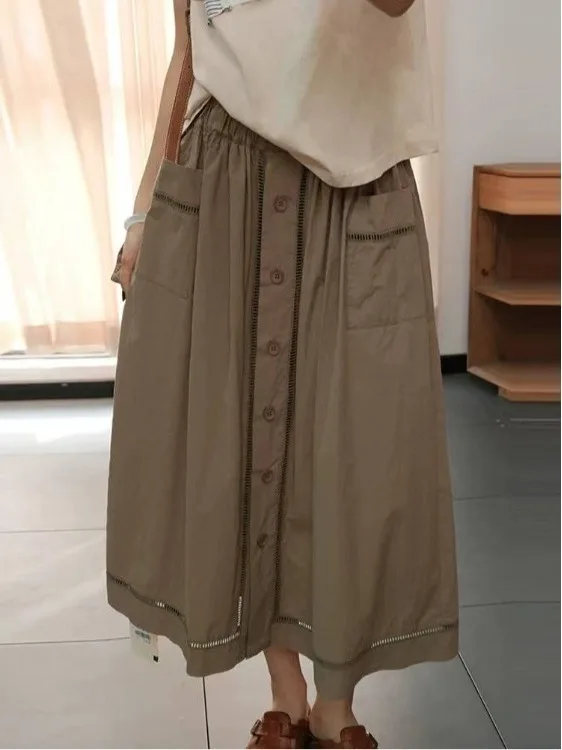 Универсальная юбка-миди трапециевидной формы с высокой талией и вырезом, однотонная, для женщин больших размеров, летняя повседневная юбка из смеси хлопка
Универсальная юбка-миди трапециевидной формы с высокой талией и вырезом, однотонная, для женщин больших размеров, летняя повседневная юбка из смеси хлопка