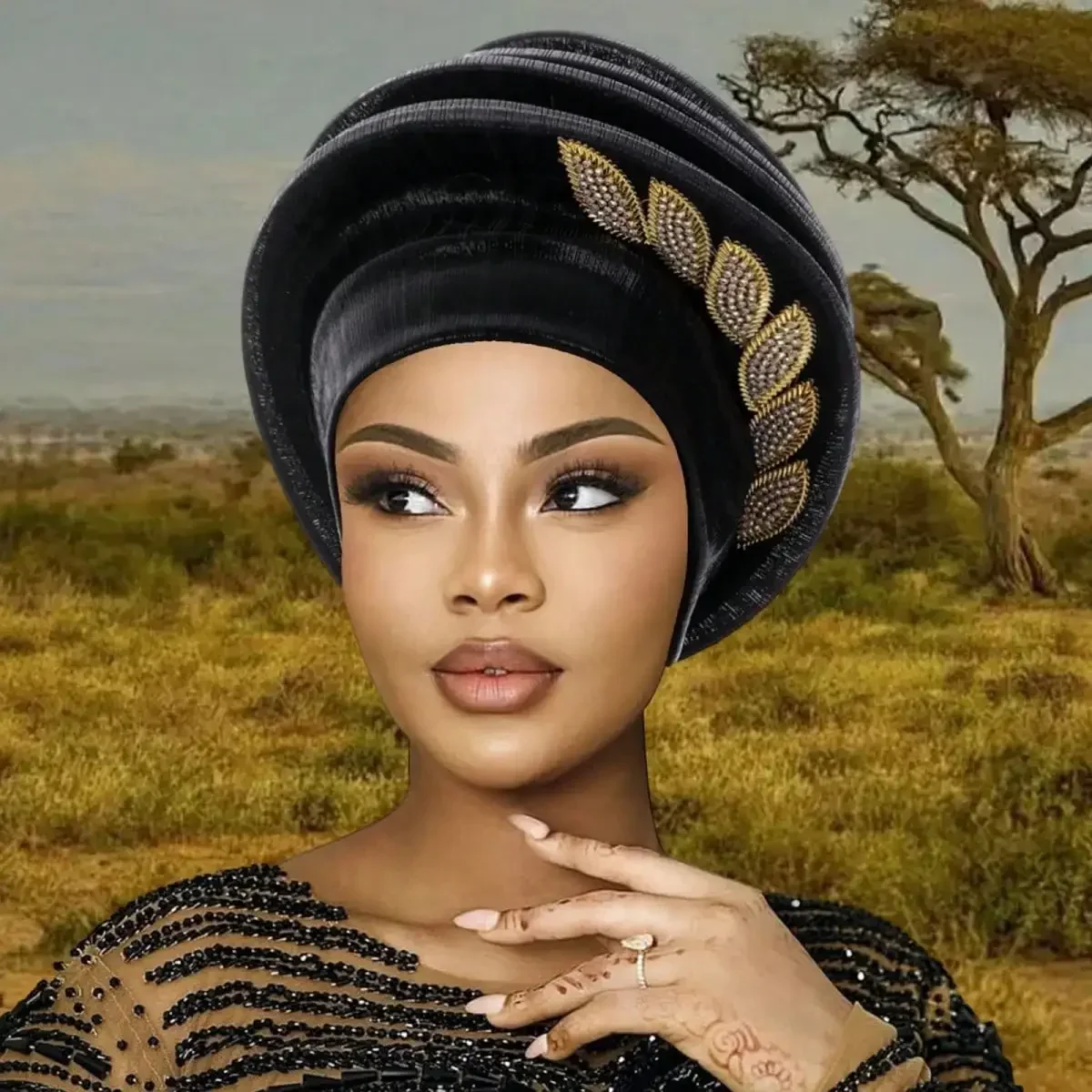 2026 Women African Hat, Elegant Pleated Leaves Turban Hat Head Wrap Fashion Accessories
2026 Women African Hat, Elegant Pleated Leaves Turban Hat Head Wrap Fashion Accessories