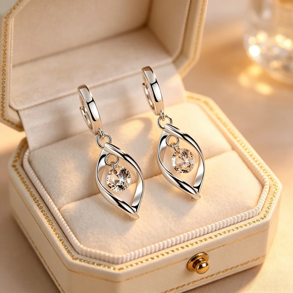 925 Sterling Silver Twisted Hoop Drop Earrings for Women Sparkling Cubic Zirconia Dangle Earrings Fashion Jewelry Gifts
925 Sterling Silver Twisted Hoop Drop Earrings for Women Sparkling Cubic Zirconia Dangle Earrings Fashion Jewelry Gifts