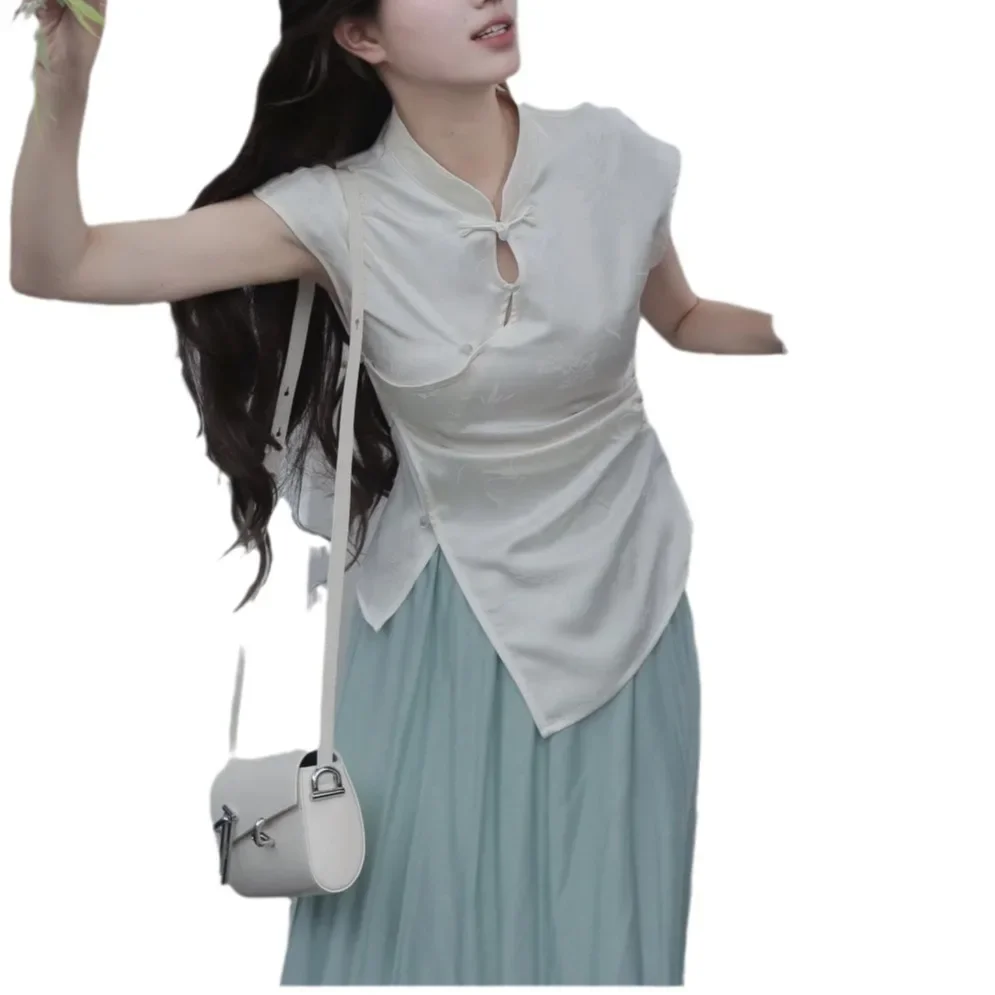 Новая рубашка Ципао в китайском стиле, женский костюм Тан, топы, блузка Cheongsam, летняя модная рубашка с рыбьим хвостом, жаккардовая традиционная одежда 
Новая рубашка Ципао в китайском стиле, женский костюм Тан, топы, блузка Cheongsam, летняя модная рубашка с рыбьим хвостом, жаккардовая традиционная одежда