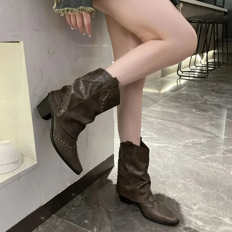 Black Knee High Boots Women Brown Maillard Rivets Punk Winter Shoes 2026 Wasteland Style Vintage Trouser legs Western Boot
Black Knee High Boots Women Brown Maillard Rivets Punk Winter Shoes 2026 Wasteland Style Vintage Trouser legs Western Boot