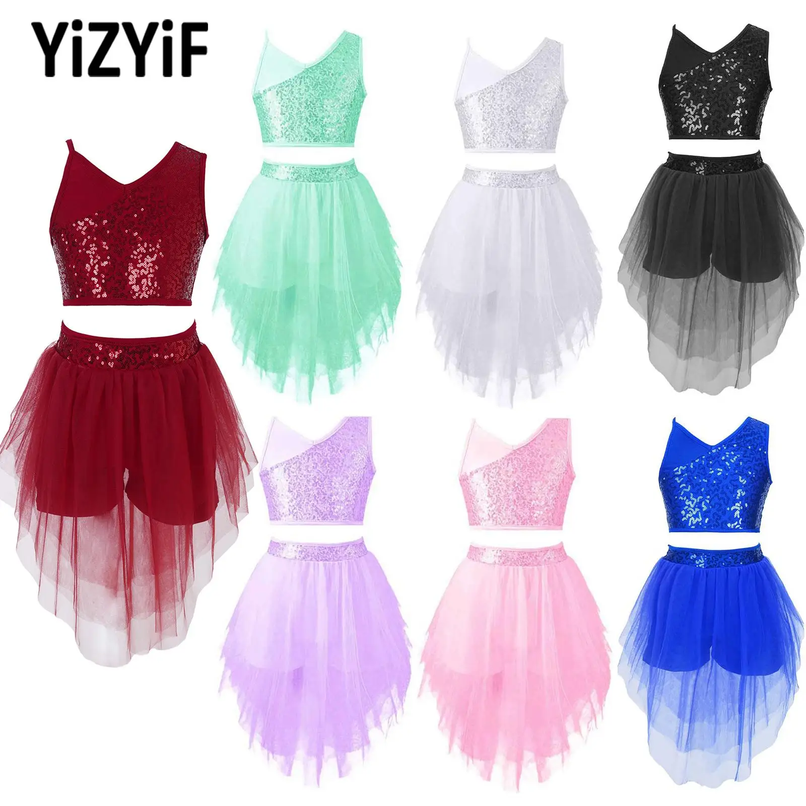 Kids Girls Dance Crop Top with Shiny Skirt Spaghetti V Neckline Sequins Stage Performance Ballet Dance Dress Dancewear
Kids Girls Dance Crop Top with Shiny Skirt Spaghetti V Neckline Sequins Stage Performance Ballet Dance Dress Dancewear