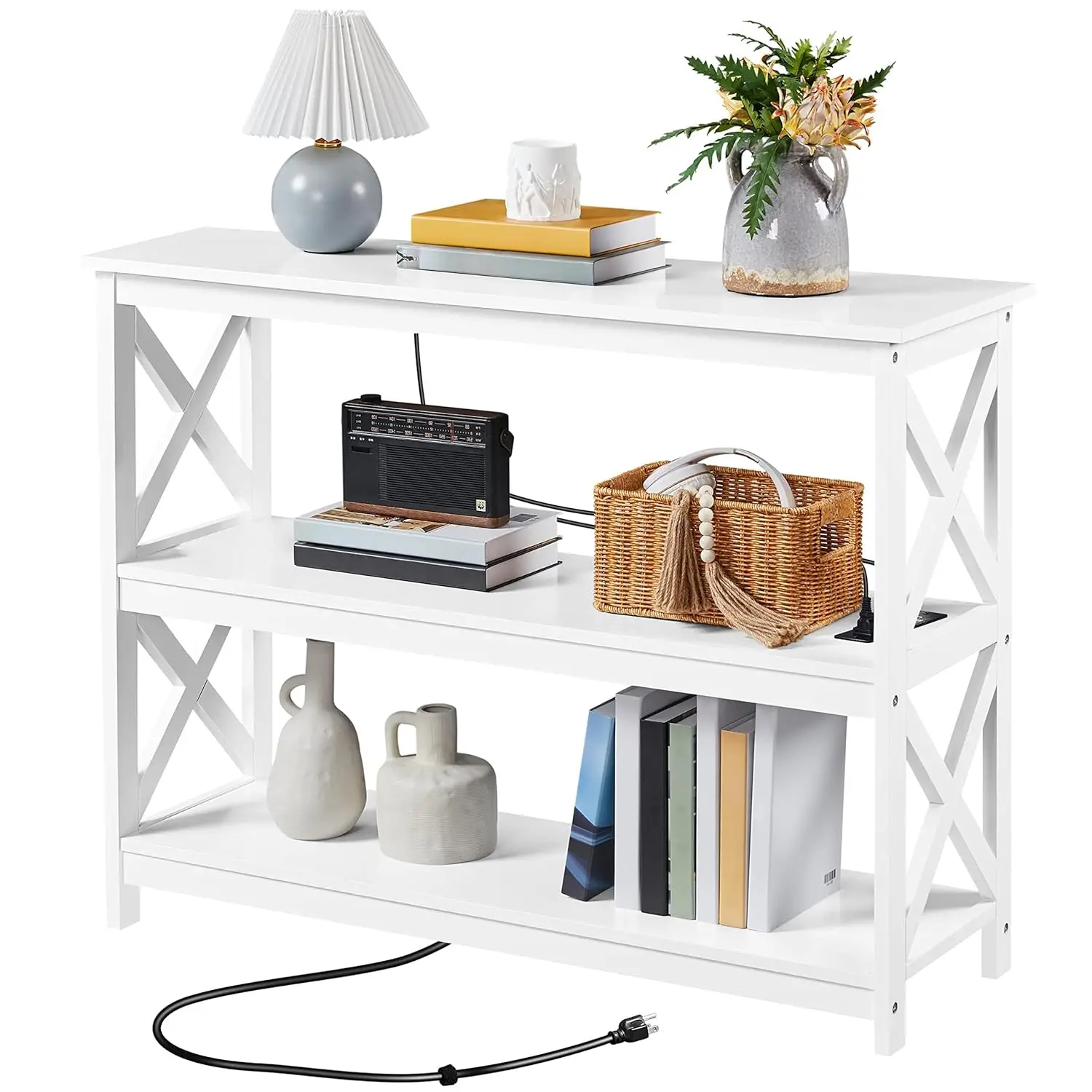 Entryway Table with Storage Shelves, Console Table with Power Outlets and USB Ports, Wood Narrow Sofa Tables with, Customized
Entryway Table with Storage Shelves, Console Table with Power Outlets and USB Ports, Wood Narrow Sofa Tables with, Customized