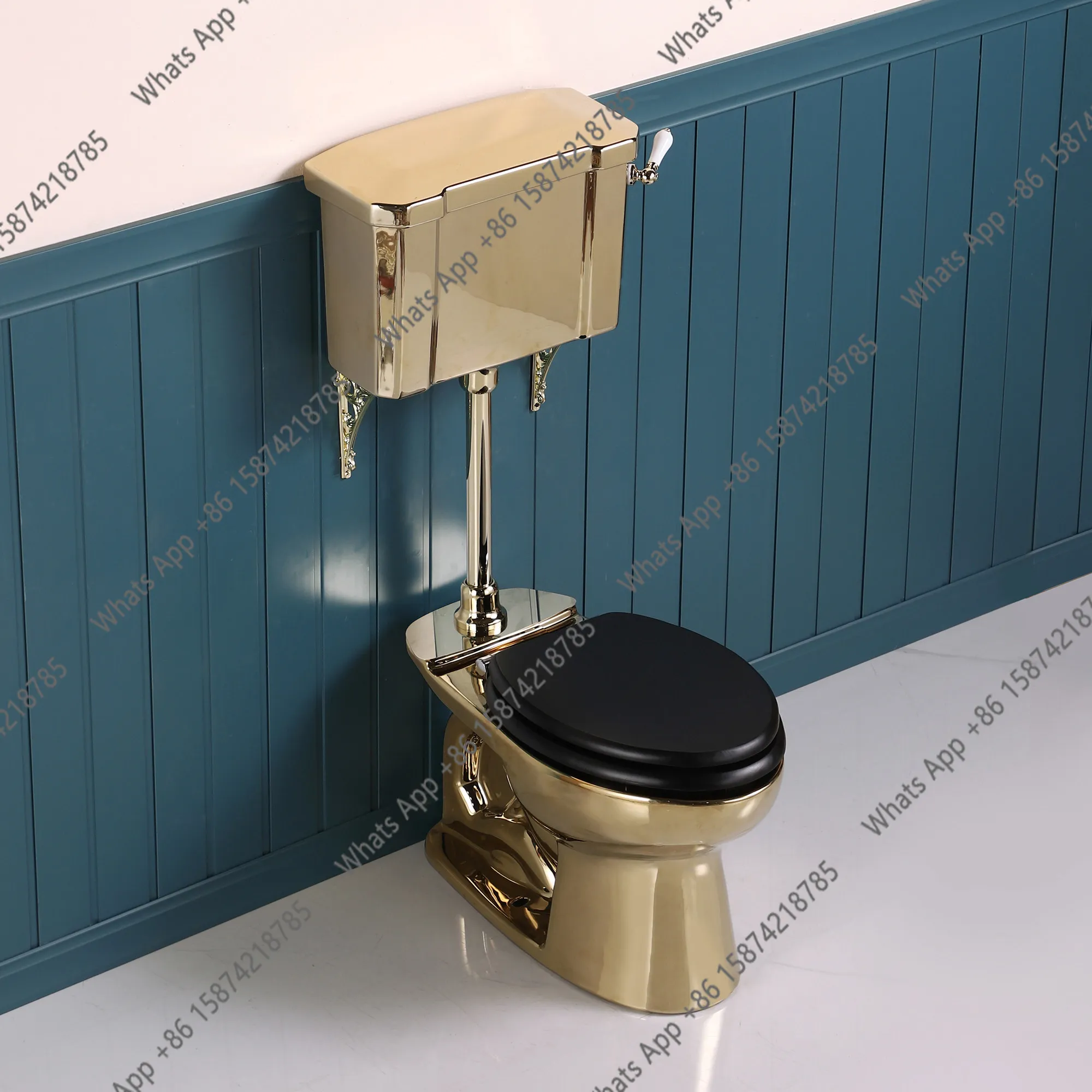 French retro industrial style golden toilet, local tyrant gold silver creative bar toilet designer
French retro industrial style golden toilet, local tyrant gold silver creative bar toilet designer
