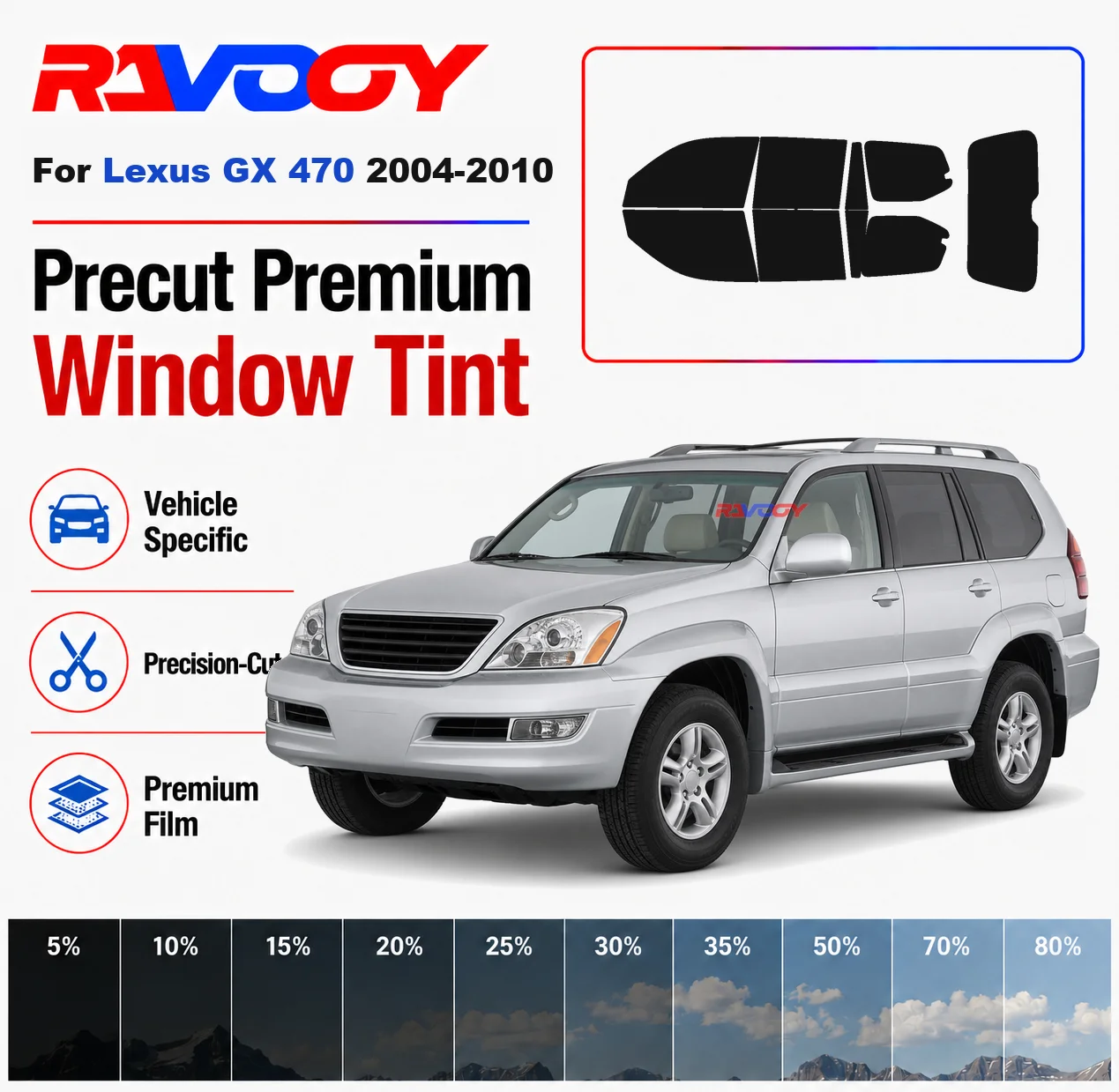 Premium Precut Window Tint Kit Front Windows Rear Windows Rear Windshield For Lexus GX 470 2004-2010 Car Solar Nano Ceramic Film
Premium Precut Window Tint Kit Front Windows Rear Windows Rear Windshield For Lexus GX 470 2004-2010 Car Solar Nano Ceramic Film