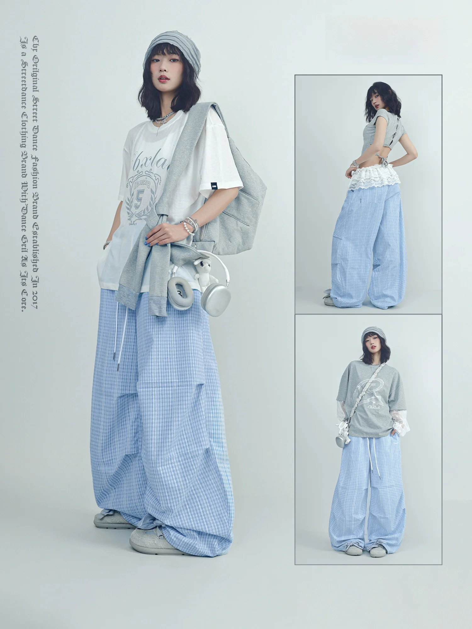 CBXLAB Модные летние спортивные брюки в сине-белую клетку для уличных танцев, повседневные брюки в стиле ретро для девушек
CBXLAB Модные летние спортивные брюки в сине-белую клетку для уличных танцев, повседневные брюки в стиле ретро для девушек