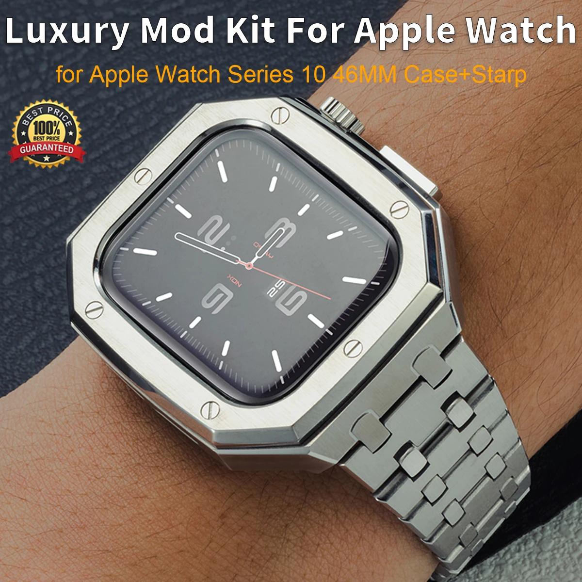 Роскошный комплект модификации из нержавеющей стали для Apple Watch Series 10, 46 мм, металлический корпус, ремешок для iWatch s10, 46 мм, рамка, ремешок 
Роскошный комплект модификации из нержавеющей стали для Apple Watch Series 10, 46 мм, металлический корпус, ремешок для iWatch s10, 46 мм, рамка, ремешок