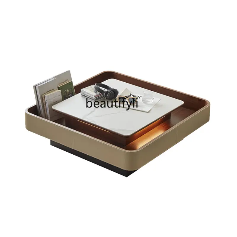 Saddle Leather Designer Square Coffee Table Multi-Functional Lifting Tea Table Modern Simple Small Apartment
Saddle Leather Designer Square Coffee Table Multi-Functional Lifting Tea Table Modern Simple Small Apartment