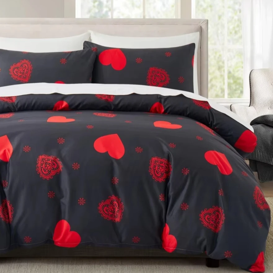 Red Black Love Duvet Cover Sets for Girls Cute Heart Shaped Bedding Set for Teens Women Couple Valentine Day Gift Quilt Covers
Red Black Love Duvet Cover Sets for Girls Cute Heart Shaped Bedding Set for Teens Women Couple Valentine Day Gift Quilt Covers