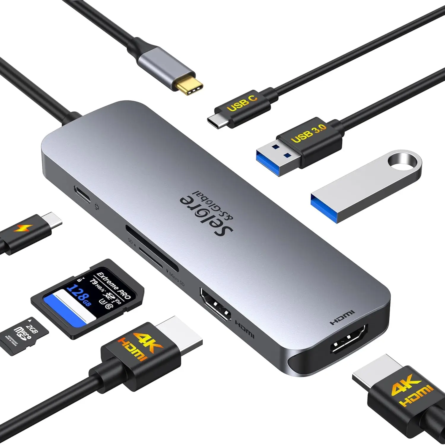 8-in-1 USB C Docking Station Dual HDMI, 4K@60Hz, 100W PD, USB-C & USB-A 3.0, SD/microSD
8-in-1 USB C Docking Station Dual HDMI, 4K@60Hz, 100W PD, USB-C & USB-A 3.0, SD/microSD