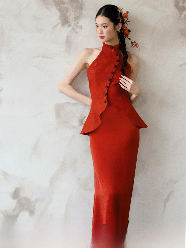 Красный комплект Ele Red Svel: женский свадебный костюм-ципао с длинным рукавом, приталенный, винтажный, для банкетов и выступлений
Красный комплект Ele Red Svel: женский свадебный костюм-ципао с длинным рукавом, приталенный, винтажный, для банкетов и выступлений