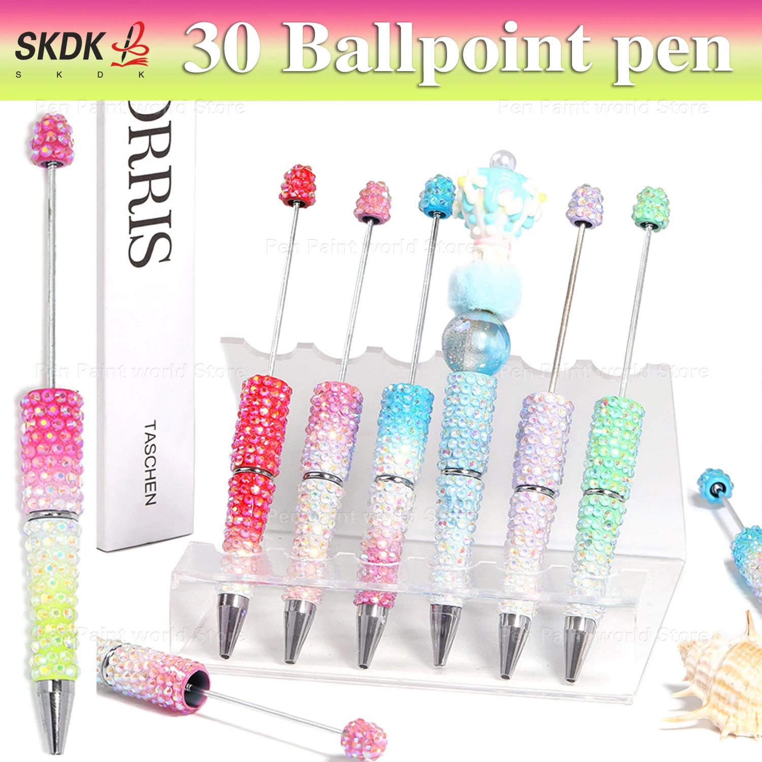 30Pcs Gradient DIY Bead Pen – Full Rhinestone Ballpoint Pen for Creative Writing, Planners & Gifts
30Pcs Gradient DIY Bead Pen – Full Rhinestone Ballpoint Pen for Creative Writing, Planners & Gifts
