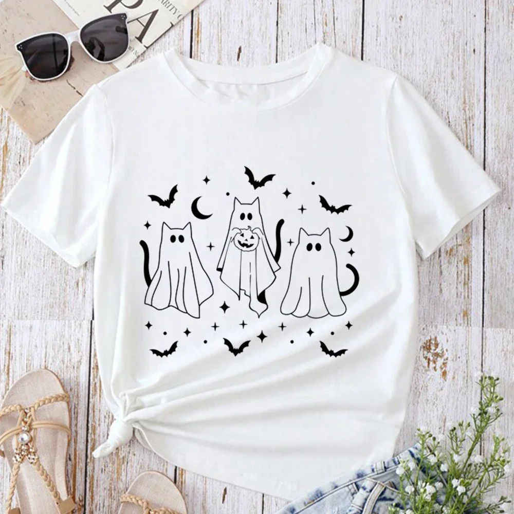 New Paranormal Creativity T-shirt Spooky Ghost Women Pumpkin Cat Graphic Tee Top funny Women Halloween Party round neck T-shirts
New Paranormal Creativity T-shirt Spooky Ghost Women Pumpkin Cat Graphic Tee Top funny Women Halloween Party round neck T-shirts