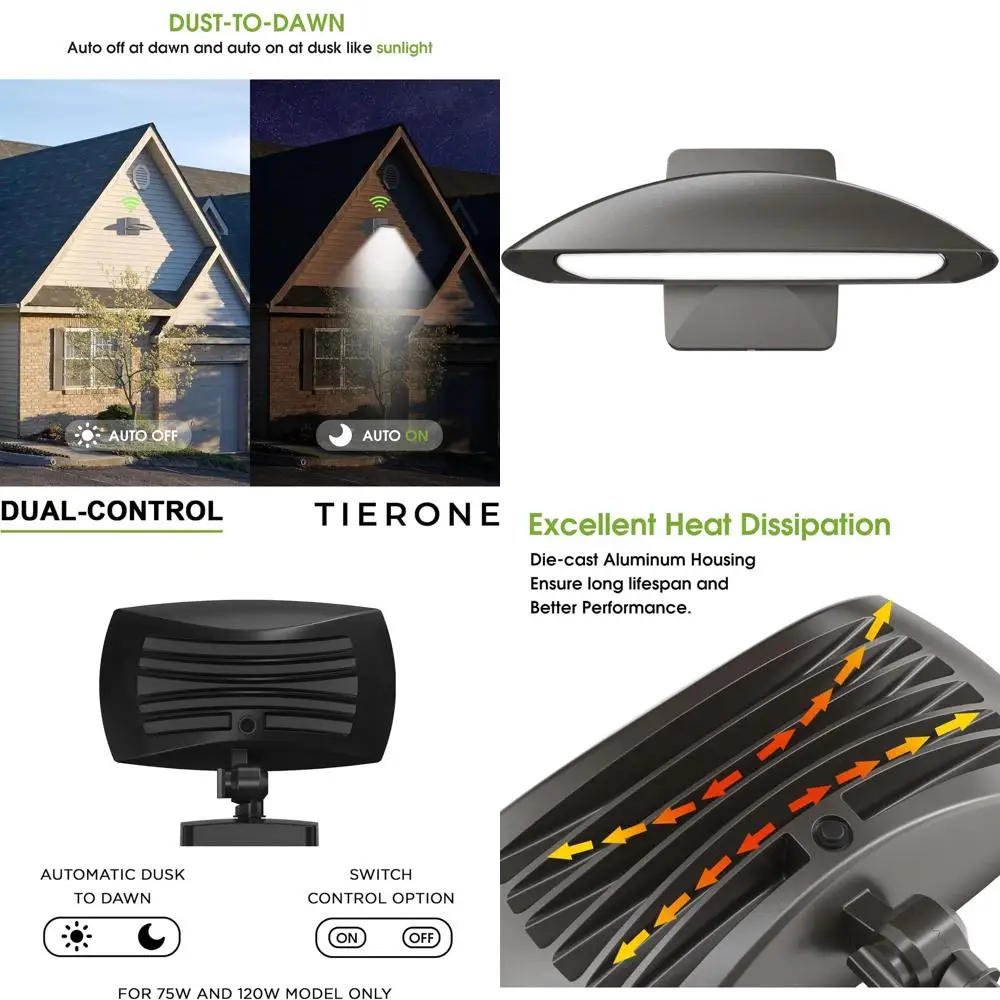 Уличный светодиодный светильник с фотоэлементом от заката до рассвета, 120 Вт, 4000K, регулируемый, 8400 лм, бронзовый, сертифицирован UL для дворов и садов
Уличный светодиодный светильник с фотоэлементом от заката до рассвета, 120 Вт, 4000K, регулируемый, 8400 лм, бронзовый, сертифицирован UL для дворов и садов