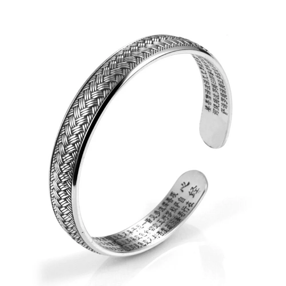 Women Polished Four Leaf Clover Open Cuff Bangle S999 Sterling Silver Inner Heart Sutra Minimalist Fashion Bracelet Jewelry
Women Polished Four Leaf Clover Open Cuff Bangle S999 Sterling Silver Inner Heart Sutra Minimalist Fashion Bracelet Jewelry
