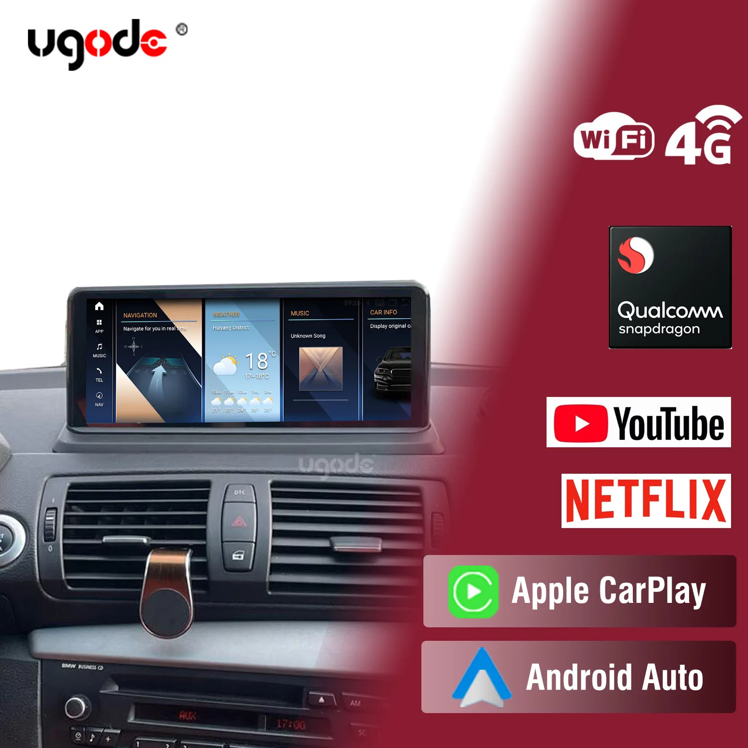 Ugode Android Display Carplay HD Screen Upgrade Modification Monitor Camera Multimedia Player GPS For BMW 1 Series E81 E82 E87
Ugode Android Display Carplay HD Screen Upgrade Modification Monitor Camera Multimedia Player GPS For BMW 1 Series E81 E82 E87
