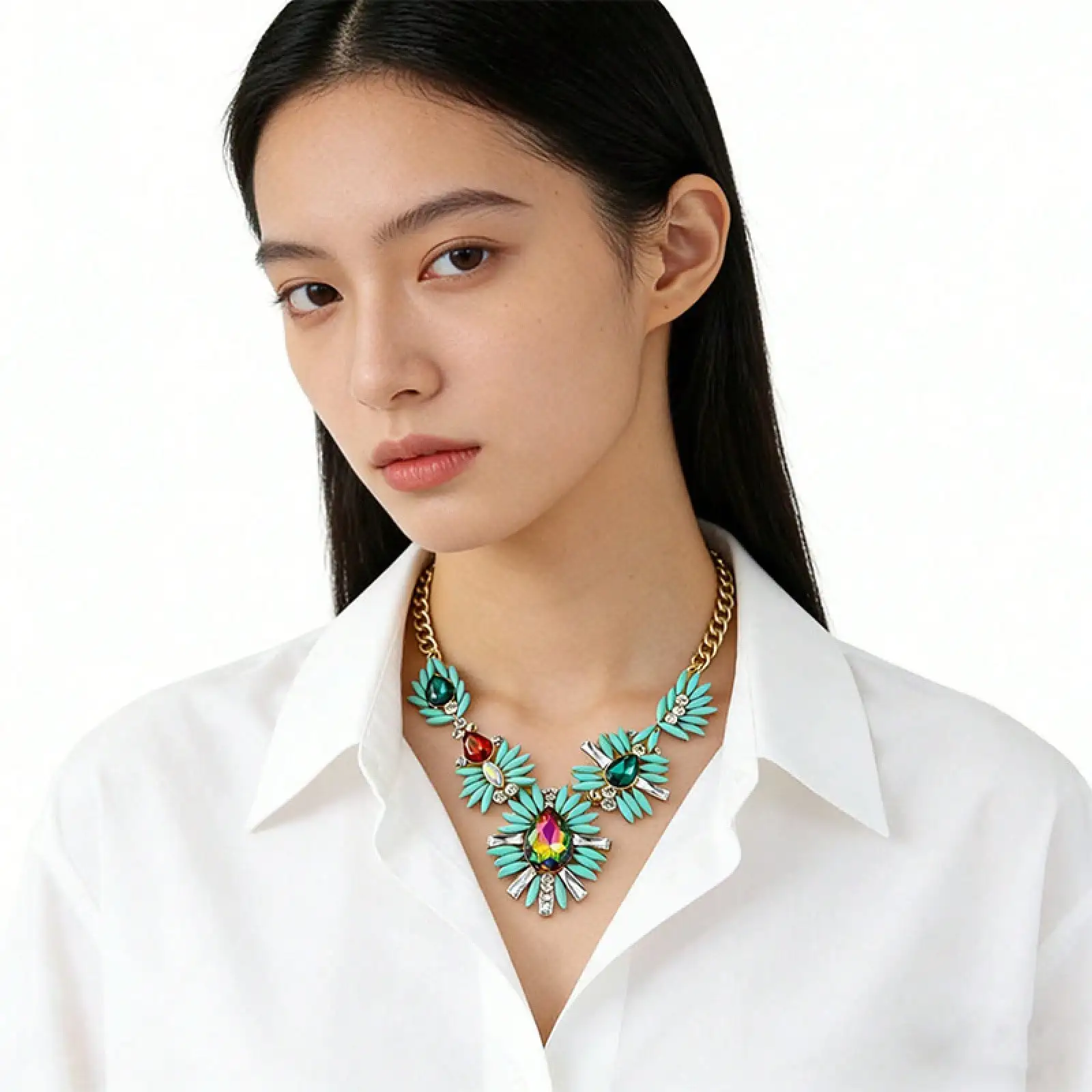 1PC Vintage Luxurious Colorful Water Drop Flower Women's Necklace, Fashionable, Exaggerated, Exquisitely Crafted, Elegant, High-End Women's Necklace, Suitable For Women To Wear At Parties, Banquets, And Festivals
1PC Vintage Luxurious Colorful Water Drop Flower Women's Necklace, Fashionable, Exaggerated, Exquisitely Crafted, Elegant, High-End Women's Necklace, Suitable For Women To Wear At Parties, Banquets, And Festivals