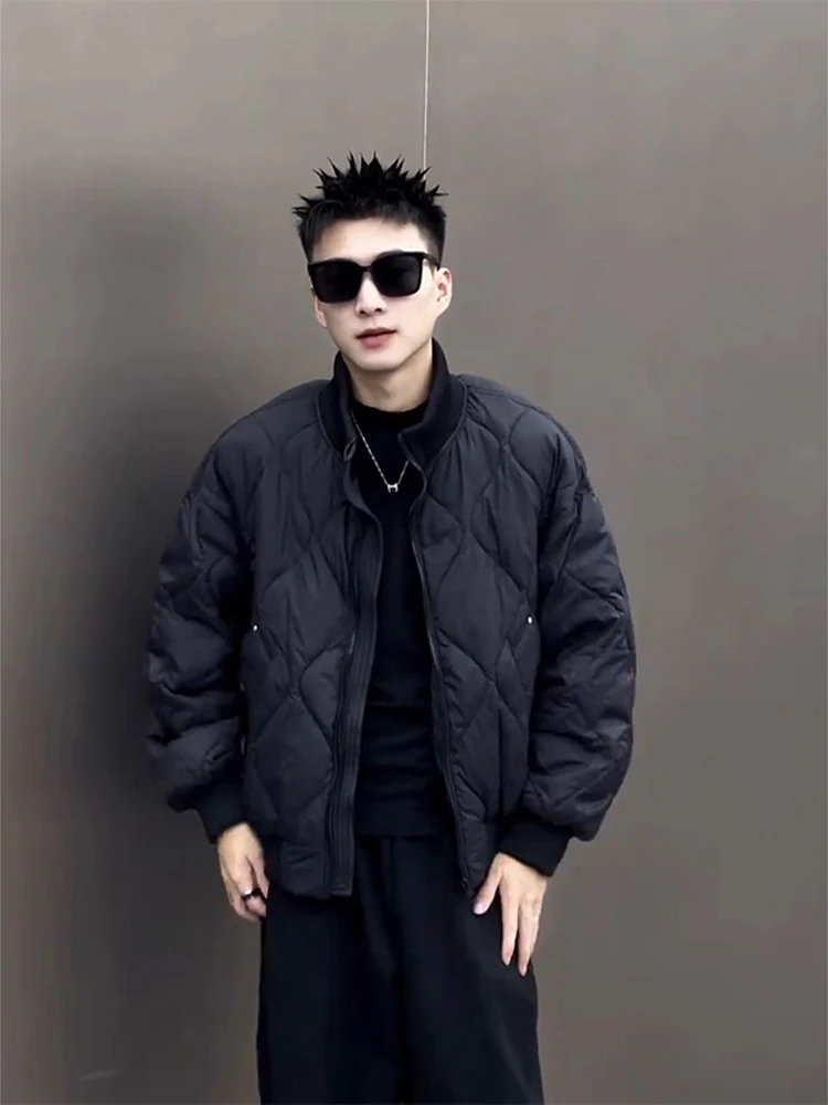 Bla Diamond Patterned Men's Flight Jaet Cotton Coat American Sle Baseball Outerwear Stand Collar Winter Faionable
Bla Diamond Patterned Men's Flight Jaet Cotton Coat American Sle Baseball Outerwear Stand Collar Winter Faionable